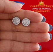 King of Blings- White 925 Sterling Silver 1.77ct Cubic Zirconia Hip Hop Round Earring For Ladies KING OF BLINGS