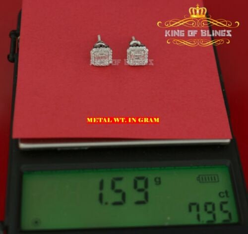 King of Blings- 925 Hip Hop White Sterling Silver 0.64ct Cubic Zirconia Women's Square Earrings KING OF BLINGS