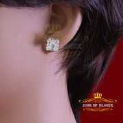 King of Bling's 925 Yellow 1.46ct Sterling Silver Cubic Zirconia Women's & Men's Square Earrings KING OF BLINGS