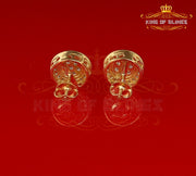 King of Bling's Aretes Para Hombre 925 Yellow Silver 1.78ct Cubic Zirconia Round Women's Earring KING OF BLINGS