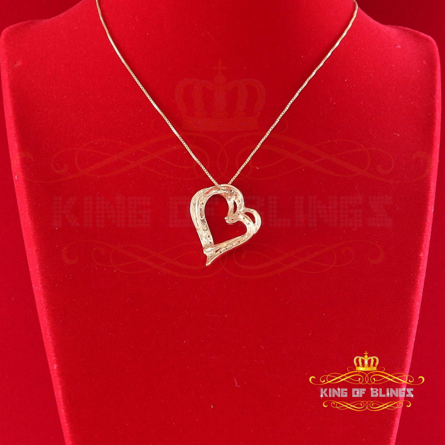 King Of Bling's Real 0.10ct Diamond 925 Sterling Silver HEART Charm Necklace Yellow Pendant KING OF BLINGS