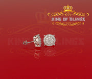 King of Blings- 1.96ct Cubic Zirconia Aretes Para Hombre 925 White Silver Women's Round Earring KING OF BLINGS