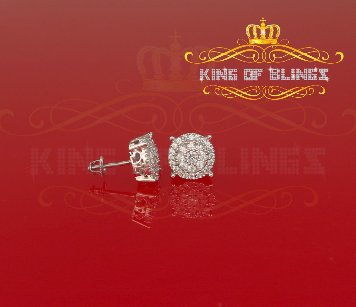 King of Blings- 1.96ct Cubic Zirconia Aretes Para Hombre 925 White Silver Women's Round Earring KING OF BLINGS