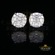 King of Blings- 925 Silver Real 1.02ct Cubic Zirconia Round White Earrings For Men's & Women's KING OF BLINGS