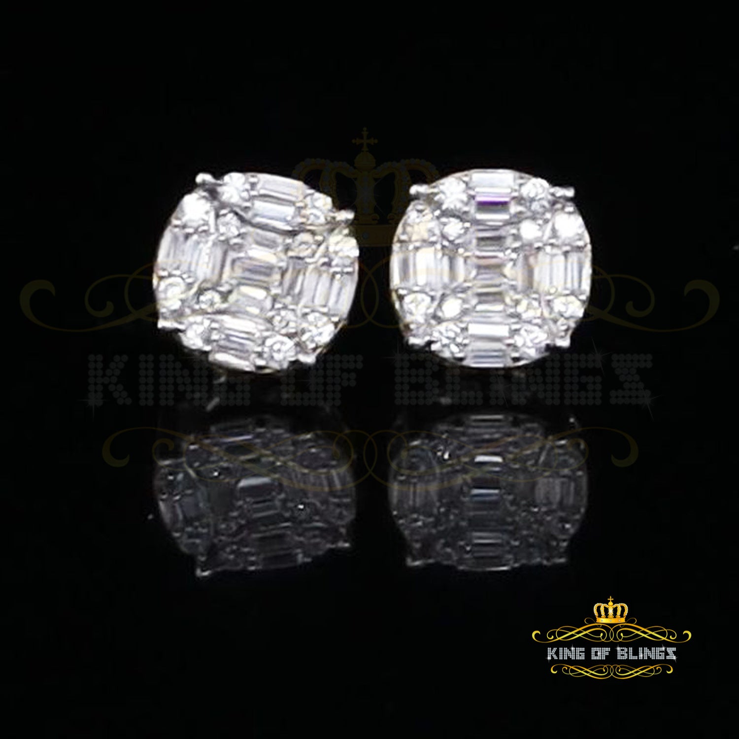 King of Blings- 925 Silver Real 1.02ct Cubic Zirconia Round White Earrings For Men's & Women's KING OF BLINGS