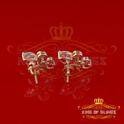 King of Bling's 925 Yellow Silver Ladies Fleur de Lis Screw Back 2.43ct Cubic Zirconia Earrings KING OF BLINGS