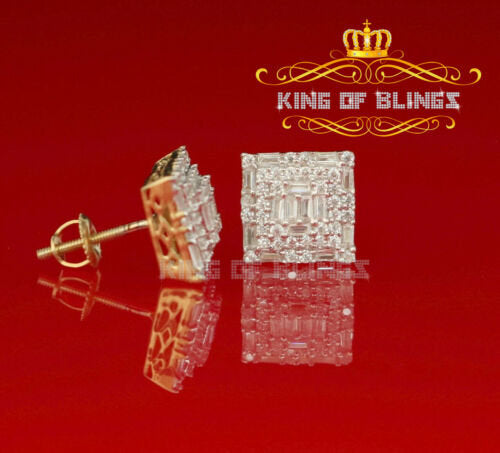 King of Bling's 925 Sterling Yellow 0.72ct Silver Cubic Zirconia Hip Hop Women's Square Earrings KING OF BLINGS