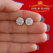 King of Bling's Aretes Para Hombre 925 Yellow Silver 1.98ct Cubic Zirconia Round Women's Earring KING OF BLINGS