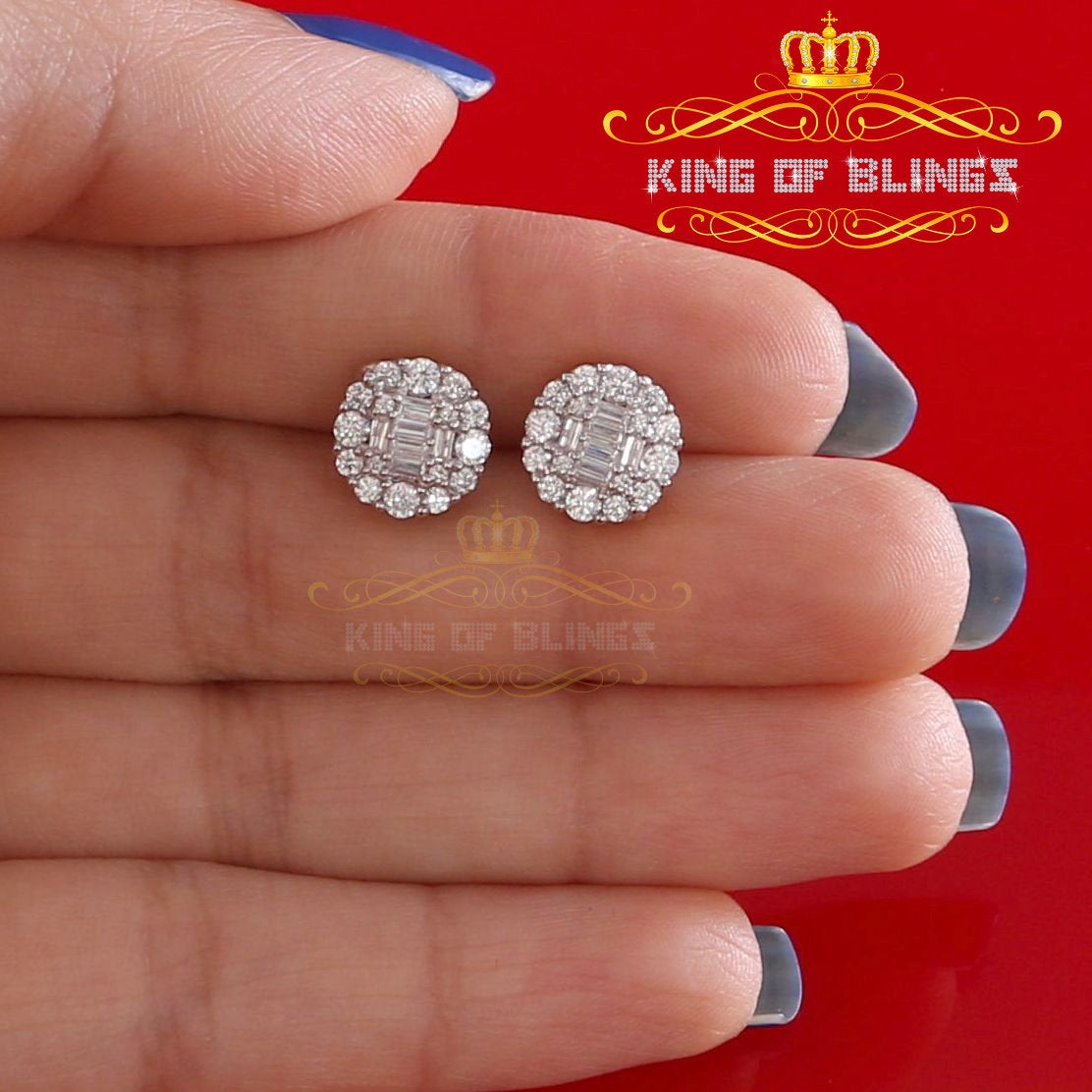 King of Bling's Aretes Para Hombre 925 Yellow Silver 1.98ct Cubic Zirconia Round Women's Earring KING OF BLINGS