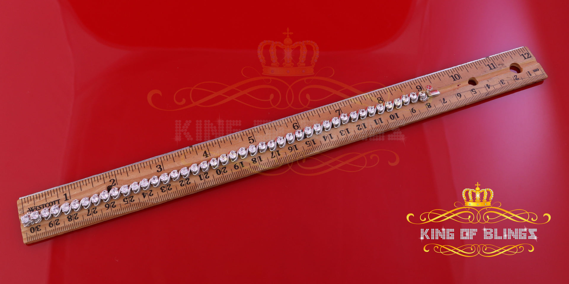 925 White Silver 8MM 0.8CT Cubic Zircon Tennis Men's/Womens Bracelet 9 Inch long KING OF BLINGS