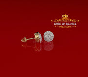 King of Bling's Aretes Para Hombre 925 Yellow Silver 0.88ct Cubic Zirconia Round Women's Earring KING OF BLINGS