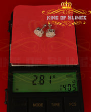 King of Blings- Aretes Para Hombre 925 White Silver 1.20ct Cubic Zirconia Round Women's Earrings KING OF BLINGS