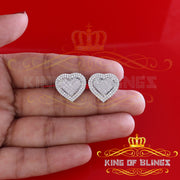 King of Blings- HIp Hop 925 White Sterling Silver 1.44ct Cubic Zirconia Heart Women's Earrings KING OF BLINGS