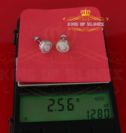 King of Blings- Aretes Para Hombre 925 White Silver 1.59ct Cubic Zirconia Round Women's Earrings KING OF BLINGS