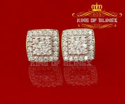 King of Bling's Hip Hop Yellow Silver Screw Back 1.04ct Cubic Zirconia Women's Square Earrings KING OF BLINGS