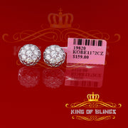 King of Blings- 2.02ct Cubic Zirconia 925 White Sterling Silver Women's Hip Hop Flower Earrings KING OF BLINGS