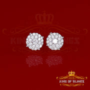 King of Bling's Aretes Para Hombre 925 Yellow Silver 2.3ct Cubic Zirconia Round Women's Earring KING OF BLINGS