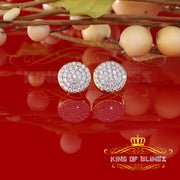 King of Bling's Aretes Para Hombre 925 Yellow Silver 1.48ct Cubic Zirconia Round Women's Earring KING OF BLINGS