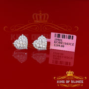 King of Blings- Aretes Para Hombre 925 White Silver 1.64ct Cubic Zirconia Heart Women's Earrings KING OF BLINGS