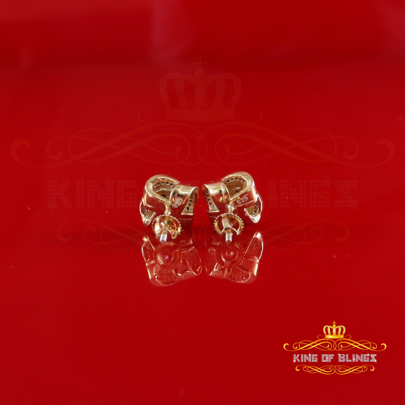 King of Blings-0.25ct Diamond 925 Sterling Silver Yellow for Men's & Women Stud SWRILL Earrings King of Blings