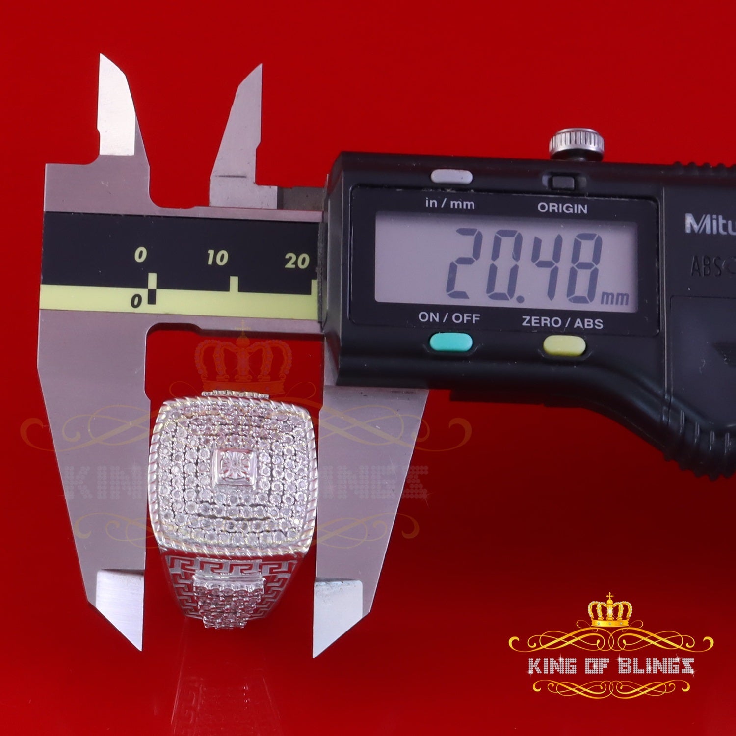 King Of Bling's Real 0.81ct Micro Pave Diamond Big Look 925 White Silver Ring Size 11 for Mens King of Blings