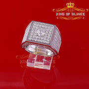 9.50ct Cubic Zirconia White Silver Square Men's Adjustable Ring From SZ 9 to 11 KING OF BLINGS