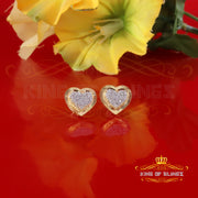 King of Blings-Aretes Para Hombre Heart 925 Yellow Silver 0.33ct Diamond Women's /Men Earrings KING OF BLINGS