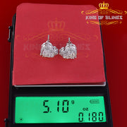 King of Blings- Aretes Para Hombre 925 White Silver 2.68ct Cubic Zirconia Heart Women's Earring KING OF BLINGS