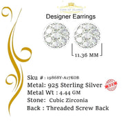 King of Bling's Aretes Para Hombre 925 Yellow Silver 5.56ct Cubic Zirconia Women Round Earrings KING OF BLINGS