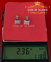 King of Bling's Aretes Para Hombre 925 Yellow Silver 0.96ct Cubic Zirconia Square Women Earring KING OF BLINGS