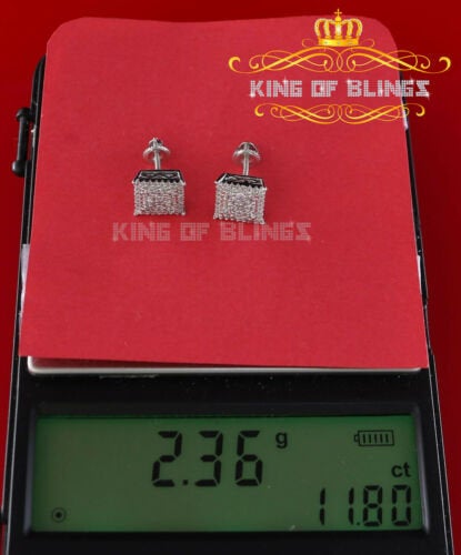 King of Bling's Aretes Para Hombre 925 Yellow Silver 0.96ct Cubic Zirconia Square Women Earring KING OF BLINGS