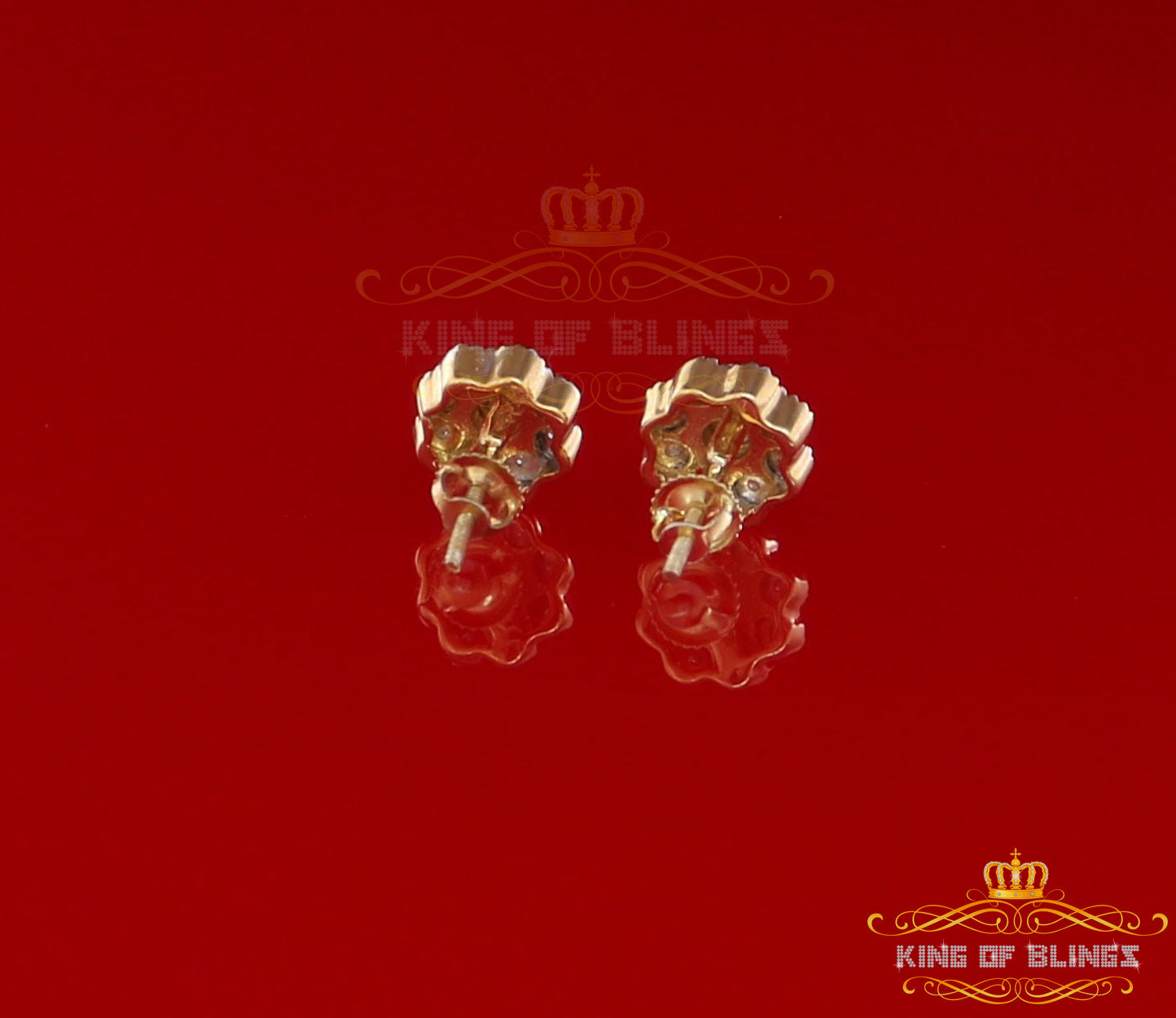 0.03ct Diamond 925 Sterling Silver Yellow Floral illusion Earrings For Men Women KING OF BLINGS