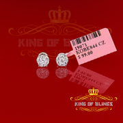 King of Blings- 0.94ct Cubic Zirconia 925 White Sterling Silver Women's Hip Hop Round Earrings KING OF BLINGS