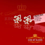 King of Bling's 925 Yellow Silver 0.60ct Cubic Zirconia Fleur de Lis Screw Back Women's Earrings KING OF BLINGS