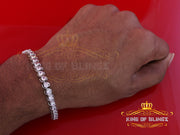 925 White Silver 8MM 0.8CT Cubic Zircon Tennis Men's/Womens Bracelet 9 Inch long KING OF BLINGS