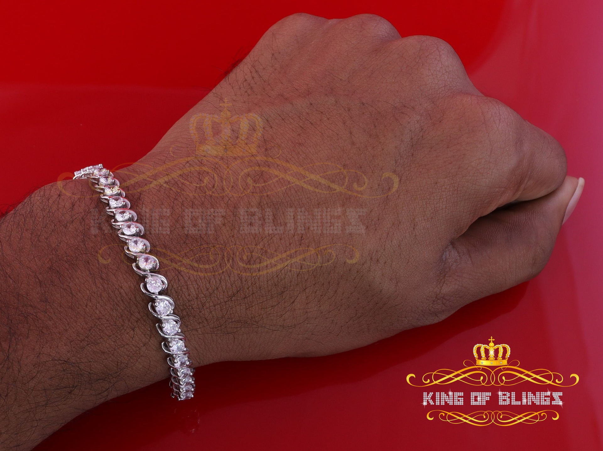 925 White Silver 8MM 0.8CT Cubic Zircon Tennis Men's/Womens Bracelet 9 Inch long KING OF BLINGS