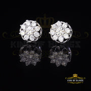 King of Blings- 1.94ct Cubic Zirconia 925 White Sterling Silver Women's Hip Hop Flower Earrings KING OF BLINGS