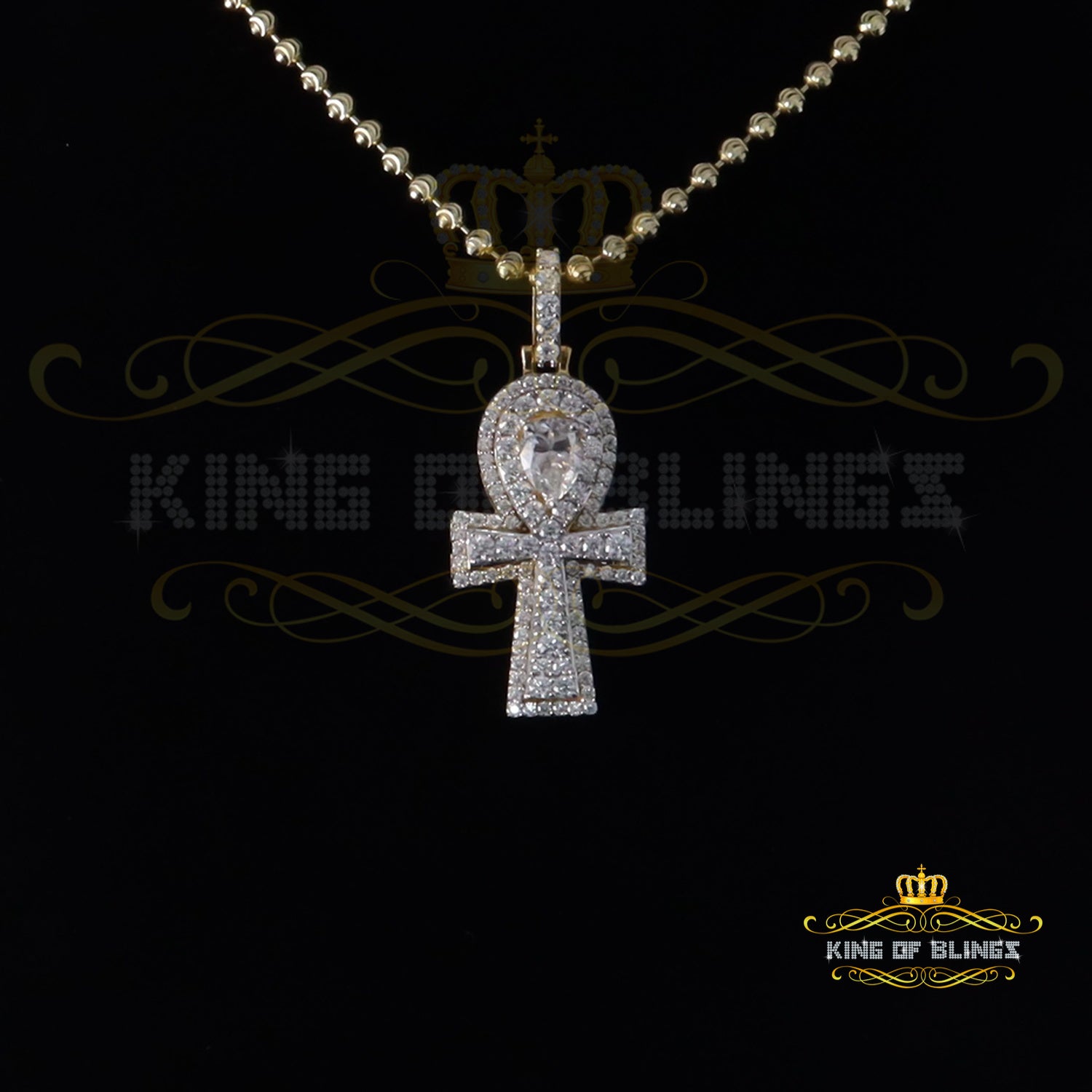 King Of Bling's New Ankh Pendant 925 Yellow Silver Sterling 3.50ct VVS