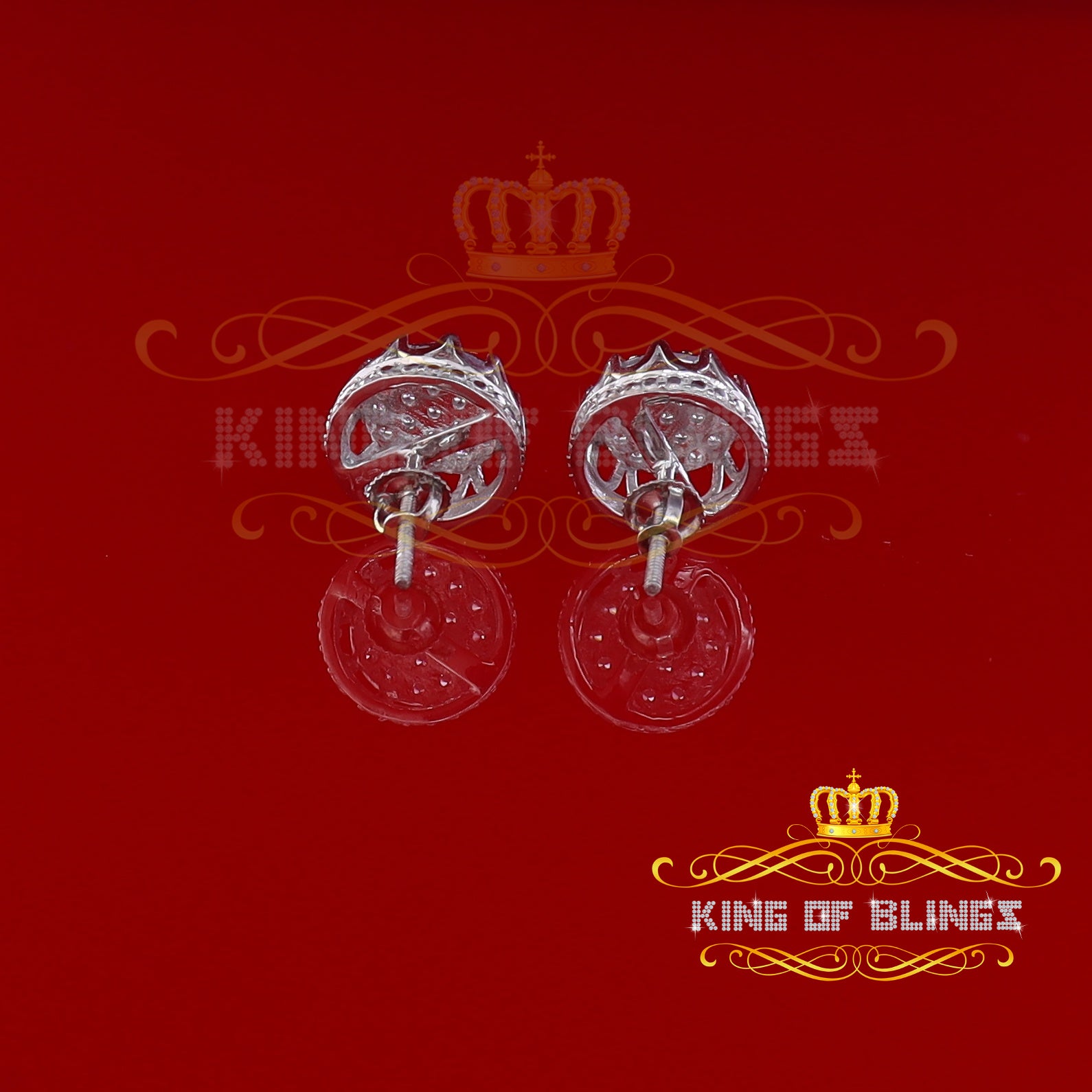 King of Blings- 925 White Silver 1.13ct Cubic Zirconia Women's & Men's Hip Hop Flower Earrings KING OF BLINGS