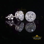 King of Blings- 1.72ct Cubic Zirconia 925 White Sterling Silver Women's Hip Hop Round Earrings KING OF BLINGS