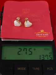 King of Blings-Aretes Para Hombre Heart 925 Yellow Silver 0.25ct Diamond Women's /Men's Earring KING OF BLINGS