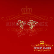 King of Bling's 925 Yellow Silver 0.60ct Cubic Zirconia Fleur de Lis Screw Back Women's Earrings KING OF BLINGS