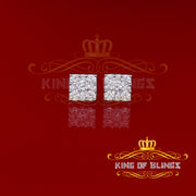 King of Blings- White 2.28ct Cubic Zirconia 925 Sterling Silver Hip Hop Square Ladies Earrings KING OF BLINGS