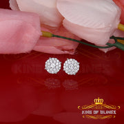 King of Bling's Aretes Para Hombre 925 Yellow Silver 2.3ct Cubic Zirconia Round Women's Earring KING OF BLINGS