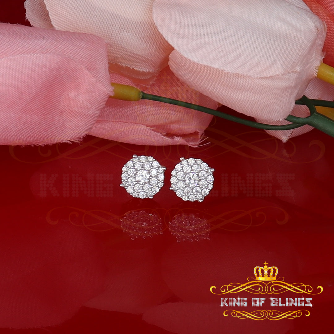 King of Bling's Aretes Para Hombre 925 Yellow Silver 2.3ct Cubic Zirconia Round Women's Earring KING OF BLINGS