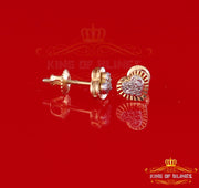 King of Blings-Aretes Para Hombre Heart 925 Yellow Silver 0.05ct Diamond Women & Men Earring KING OF BLINGS