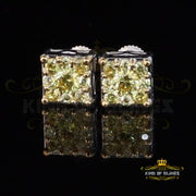 King of Blings- 2.00ct Cubic Zirconia 925 White Silver Women's & Men's Hip Hop Square Earrings KING OF BLINGS