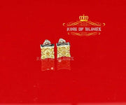 King of Blings-White Silver 1.68ct Cubic Zirconia Yellow Stone Womens/Men's Square Earrings KING OF BLINGS