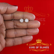 King of Blings-0.05ct Diamond 925 Sterling Silver Yellow For Men's & Women's Floral Earrings KING OF BLINGS