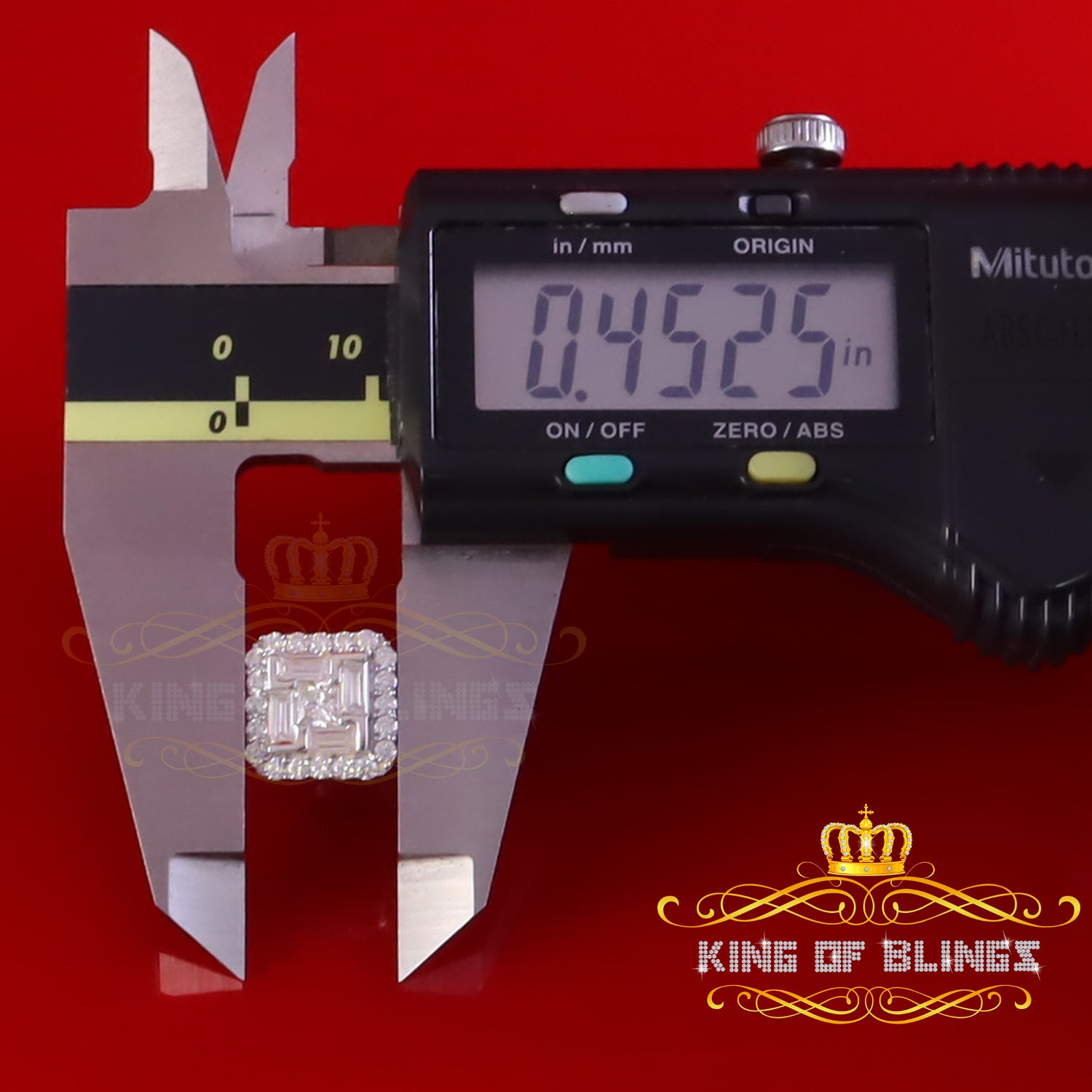 King of Bling's New Men's White 925 Silver 1.66ct VVS D Moissanite Square Stud Womens Earring KING OF BLINGS